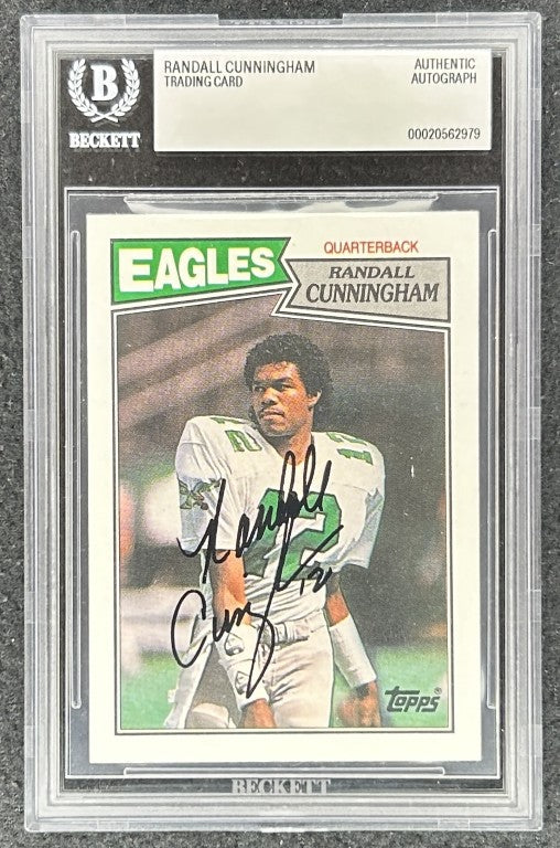 Randall Cunningham signed Eagles 1987 Topps Rookie Card BAS slab - AutographsForSale.com