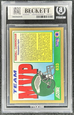 Randall Cunningham signed Eagles 1991 Score Team MVP card BAS slab - AutographsForSale.com