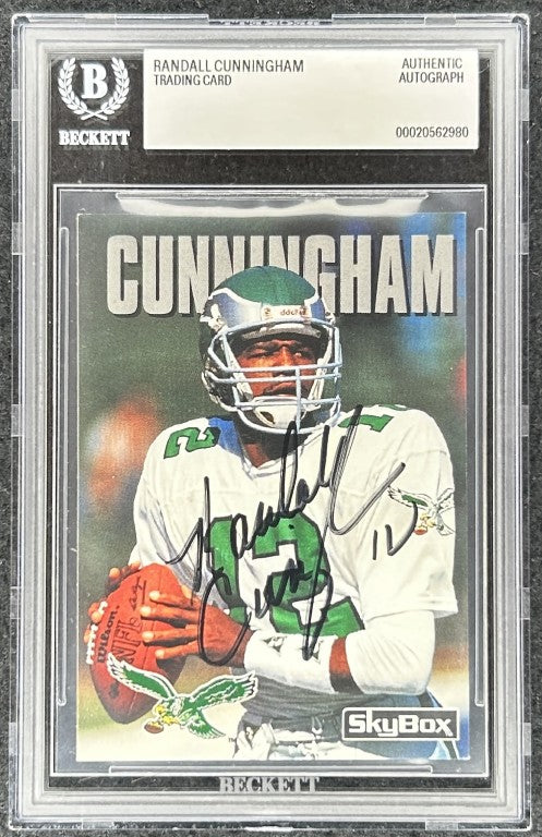 Randall Cunningham autographed Eagles 1992 SkyBox card BAS slab - AutographsForSale.com