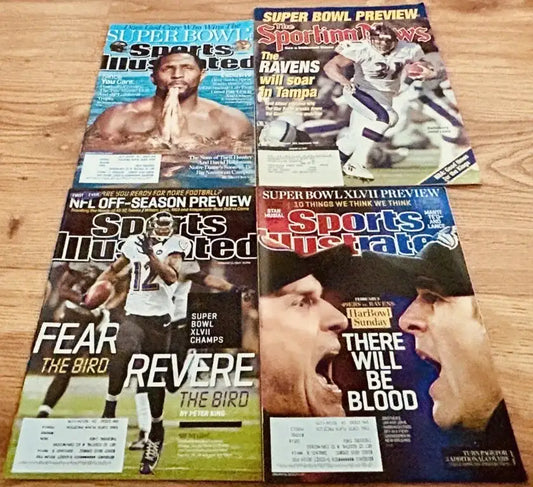 4 Ravens SI Sporting News magazines Jamal & Ray Lewis John Harbaugh - AutographsForSale.com