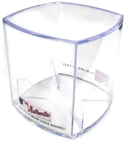Clear Rawlings MLB baseball display cube with Authentic Collection logo for autographs and memorabilia