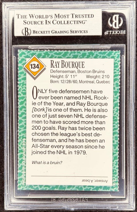 Ray Bourque signed Bruins 1990 SI for Kids card BAS (back)