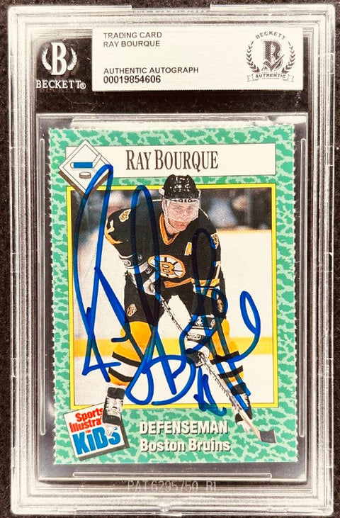 Ray Bourque signed Bruins 1990 SI for Kids card BAS