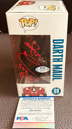 Darth Maul Funko Pop! autographed with PSA authentication, signed memorabilia collectible