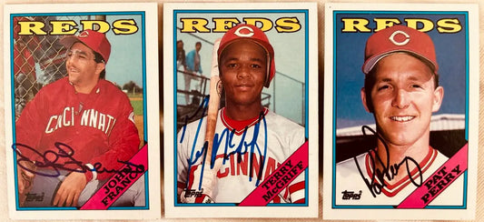 John Franco Terry McGriff Pat Perry signed Reds 1988 Topps cards - AutographsForSale.com