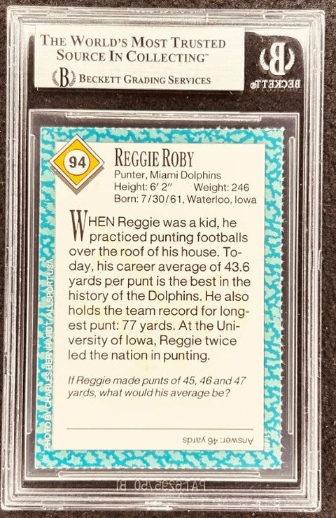 Reggie Roby signed Dolphins 1989 SI for Kids card BAS slab - AutographsForSale.com