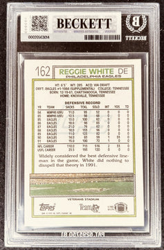 Reggie White signed Philadelphia Eagles 1992 Topps card BAS slab - AutographsForSale.com