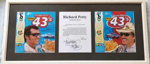 Richard Petty Signed Quote Display Framed with 2003 Cheerios Racing No. 43 Cereal Boxes – JSA Authenticated - AutographsForSale.com