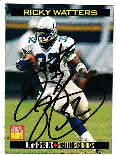 Ricky Watters autographed SI for Kids card - running back for the Seattle Seahawks, signed in black Sharpie