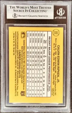 Cal Ripken autographed Baltimore Orioles 1987 Donruss card BAS slabbed - AutographsForSale.com