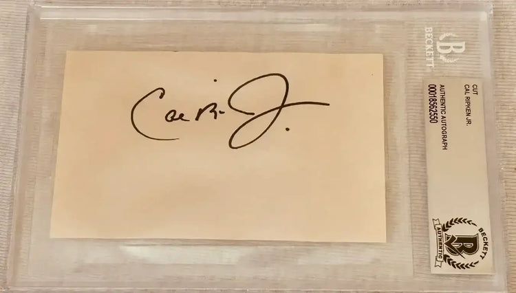 Cal Ripken autographed 3x5 cut signature BAS slabbed Orioles - AutographsForSale.com