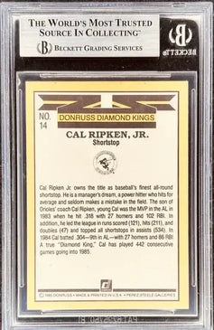 Cal Ripken autographed Orioles 1985 Donruss Diamond King card BAS - AutographsForSale.com