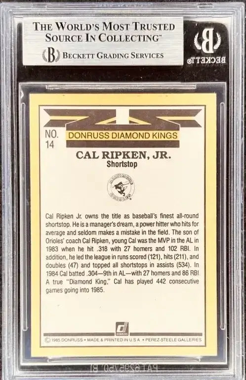 Cal Ripken autographed Orioles 1985 Donruss Diamond King card BAS - AutographsForSale.com