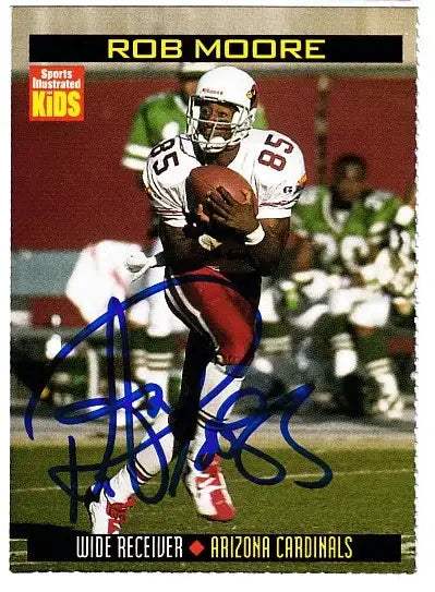 Rob Moore autographed SI for Kids card - wide receiver for the Arizona Cardinals, signed in blue Sharpie