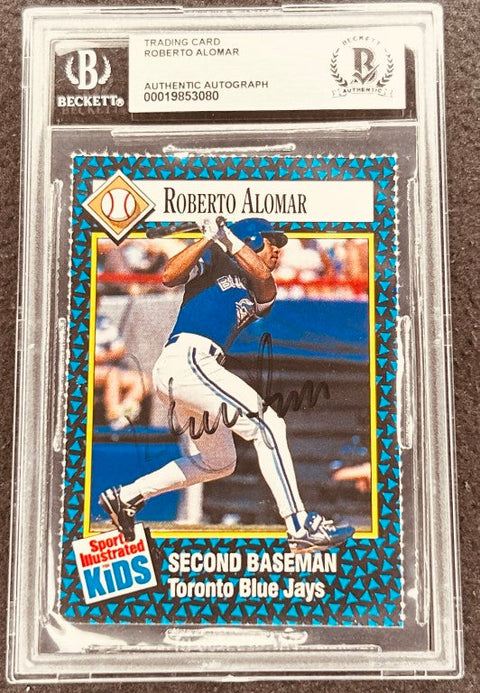 Roberto Alomar signed Blue Jays 1992 SI for Kids card BAS