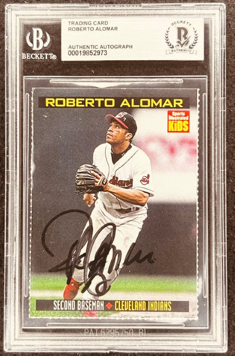 Roberto Alomar signed Indians 1999 SI for Kids card BAS