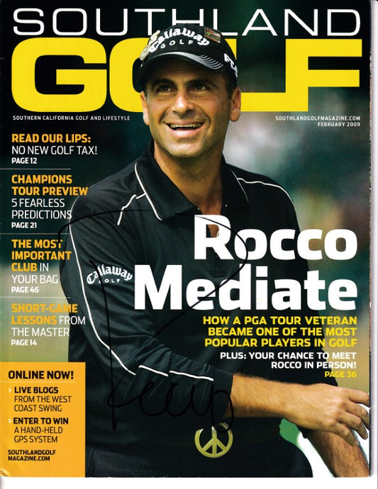 Rocco Mediate signed Southland Golf magazine cover, PGA Tour veteran, Callaway Golf apparel