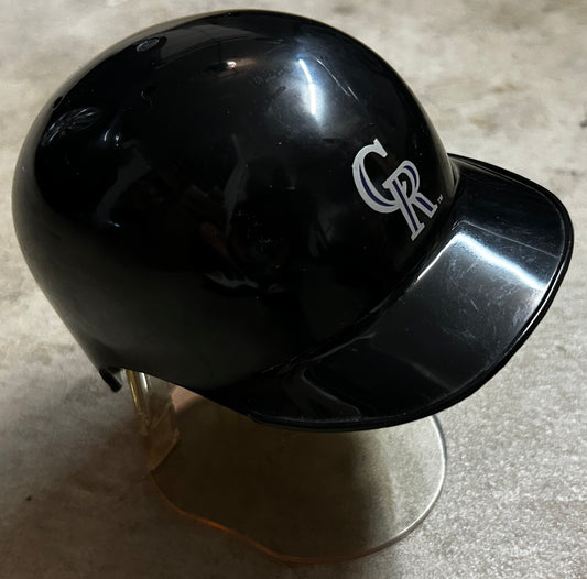 Colorado Rockies Riddell vintage mini batting helmet with stand - AutographsForSale.com