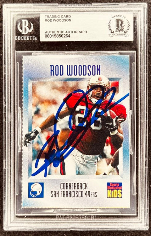 Rod Woodson signed 49ers 1997 SI for Kids card BAS