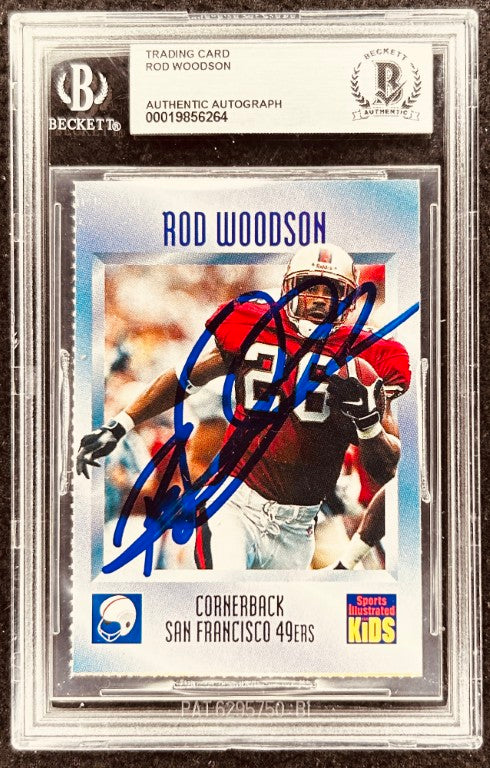Rod Woodson signed 49ers 1997 SI for Kids card BAS slab - AutographsForSale.com