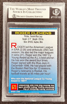 Roger Clemens signed Blue Jays 1998 SI for Kids card BAS (back)