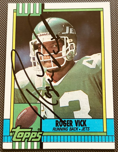 Roger Vick signed New York Jets 1990 Topps NFL football card - AutographsForSale.com