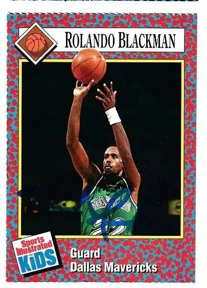 Rolando Blackman autographed SI for Kids card - guard for the Dallas Mavericks, signed in blue Sharpie