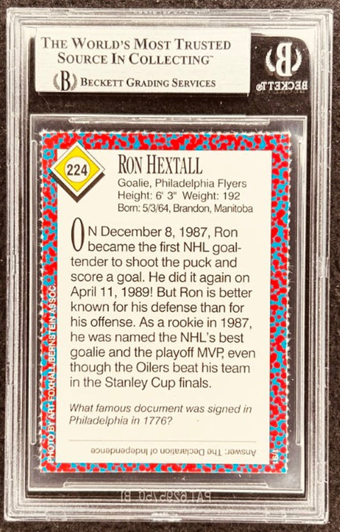 Ron Hextall signed Flyers 1991 SI for Kids card BAS (back)