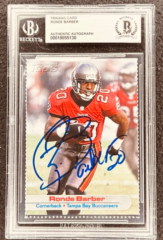 Ronde Barber signed Buccaneers 2002 SI for Kids card BAS slab - AutographsForSale.com