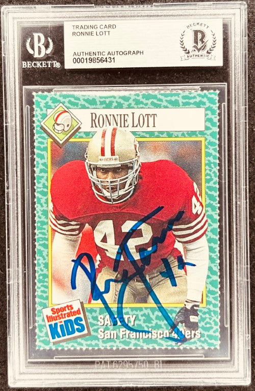 Ronnie Lott signed 49ers 1990 SI for Kids card BAS slab - AutographsForSale.com