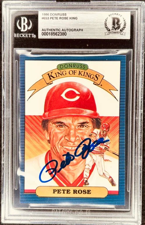 Pete Rose autographed Cincinnati Reds 1986 Donruss King of Kings card BAS - AutographsForSale.com