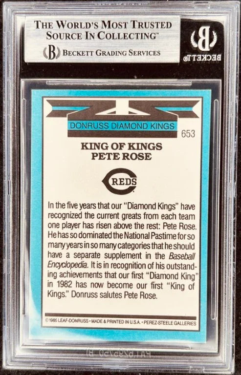 Pete Rose autographed Cincinnati Reds 1986 Donruss King of Kings card BAS - AutographsForSale.com