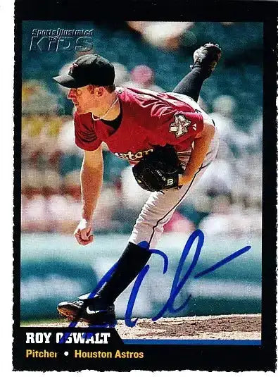 Roy Oswalt autographed SI for Kids card - pitcher for the Houston Astros, signed in blue Sharpie