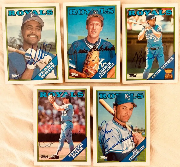 5 signed Royals 1988 Topps cards Eisenreich Leibrandt Seitzer Frank White - AutographsForSale.com