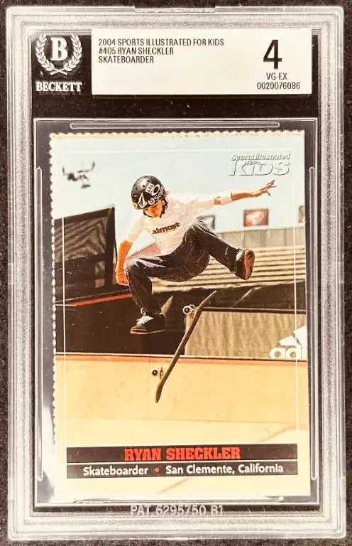 2004 Sports Illustrated for Kids Ryan Sheckler skateboarder trading card, graded Beckett 4 VG-EX