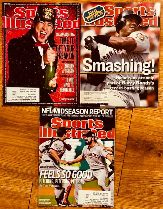 3 SF Giants Sports Illustrated magazines Barry Bonds Lincecum Posey - AutographsForSale.com