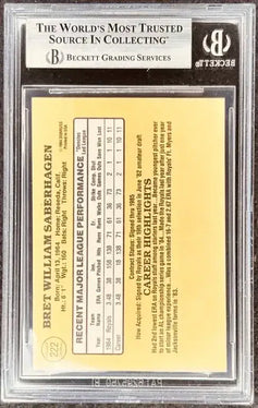 Bret Saberhagen autographed KC Royals 1985 Donruss Rookie Card BAS - AutographsForSale.com