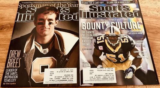 Drew Brees & Jonathan Vilma 2010 New Orleans Saints Sports Illustrated - AutographsForSale.com