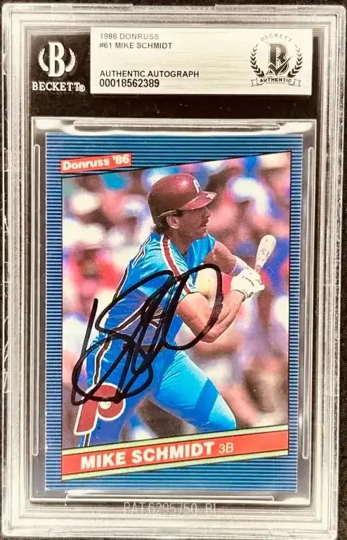 Mike Schmidt autographed Philadelphia Phillies 1986 Donruss card BAS - AutographsForSale.com