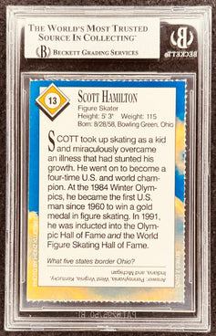 Scott Hamilton figure skater autographed trading card, Beckett graded, Olympic gold medalist memorabilia