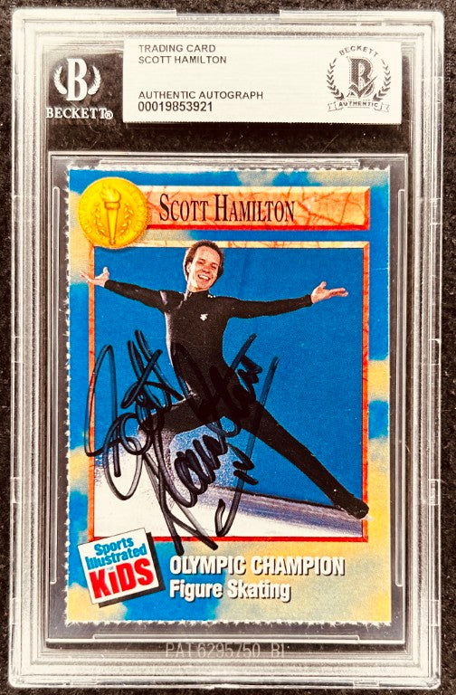 Scott Hamilton Olympic Champion figure skating autographed trading card, Beckett authenticated