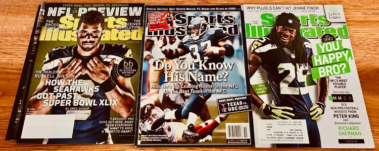 Shaun Alexander Richard Sherman Russell Wilson Seahawks SI issues - AutographsForSale.com