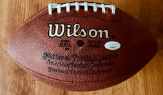 Wilson NFL football with 75th anniversary marking, JSA authentication sticker, brown leather