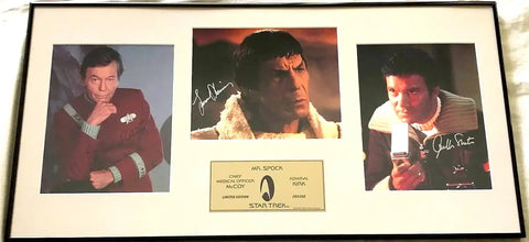 DeForest Kelley Leonard Nimoy William Shatner signed Star Trek 8x10 photos custom framed JSA - AutographsForSale.com