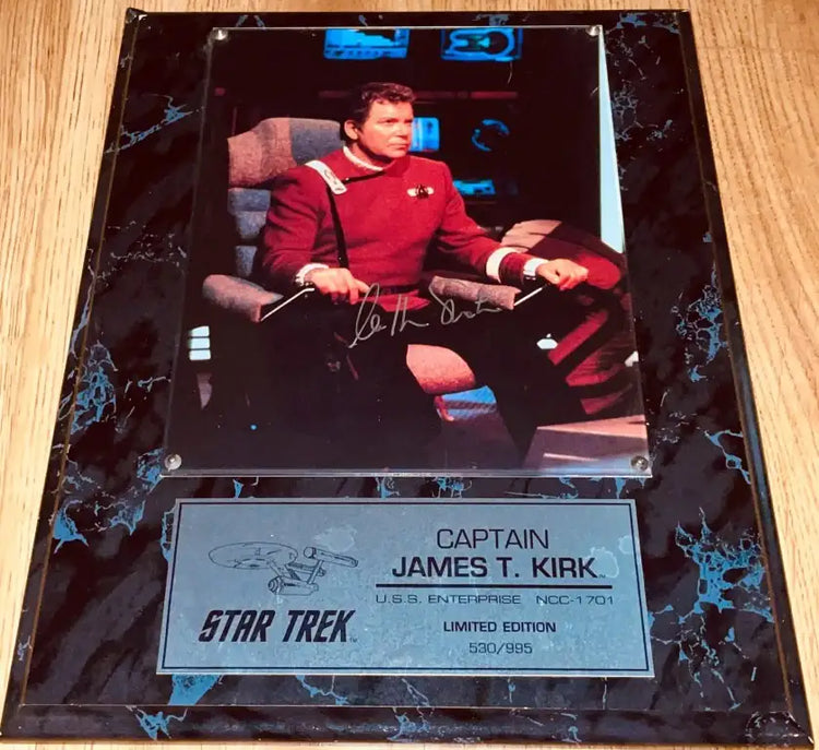 William Shatner autographed Star Trek 8x10 movie photo plaque - AutographsForSale.com
