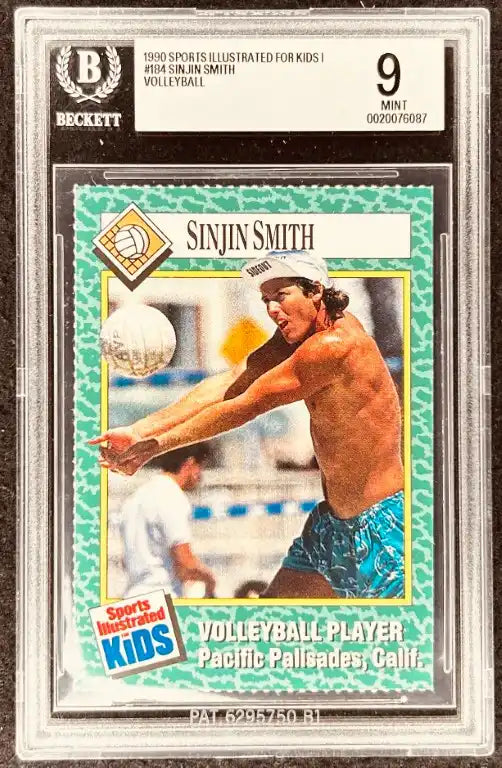 1990 Sports Illustrated for Kids #184 Sinjin Smith volleyball card, graded Beckett 9 Mint, Pacific Palisades, Calif.