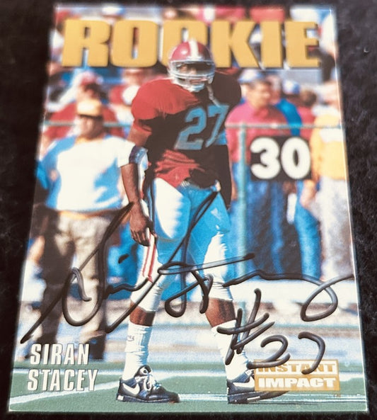 Siran Stacy signed Philadelphia Eagles 1992 SkyBox Rookie Card Alabama - AutographsForSale.com