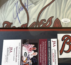 John Smoltz dual signed Braves 1996 program cover & photo framed JSA - AutographsForSale.com