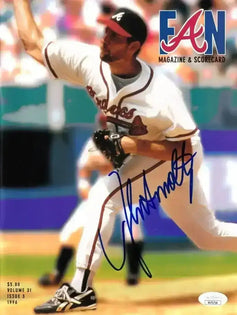 John Smoltz dual signed Braves 1996 program cover & photo framed JSA - AutographsForSale.com