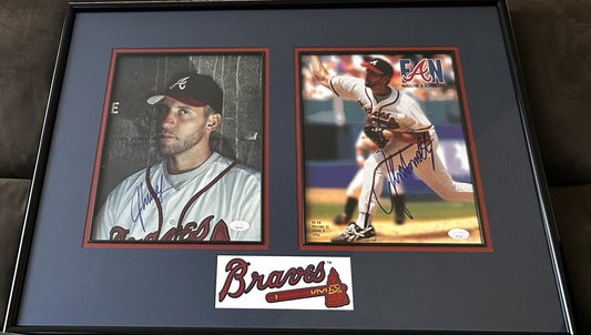 John Smoltz dual signed Braves 1996 program cover & photo framed JSA - AutographsForSale.com